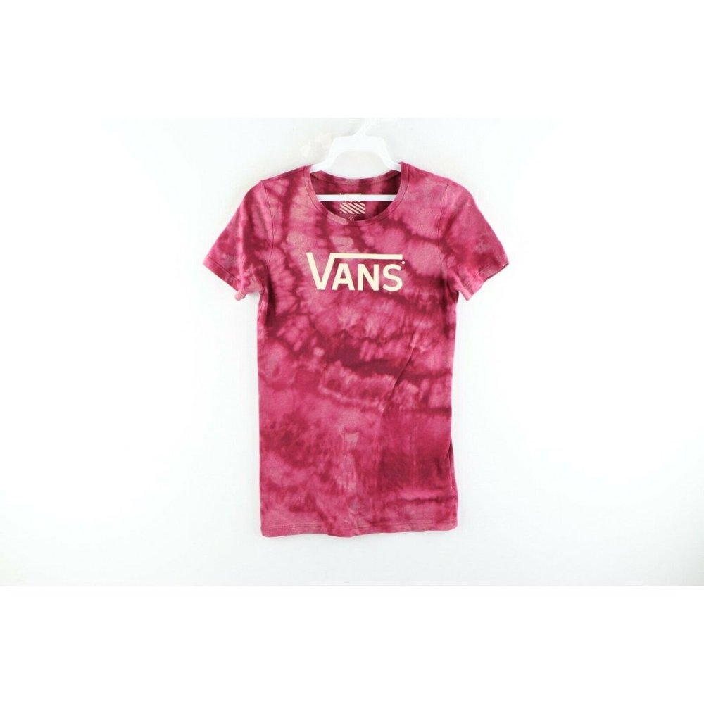 Vintage Vans Womens Size Medium Spell Out Acid Wash Short Sleeve T-Shirt Trippy